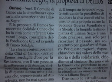 cuneo cittadinanza onorario liliana segre