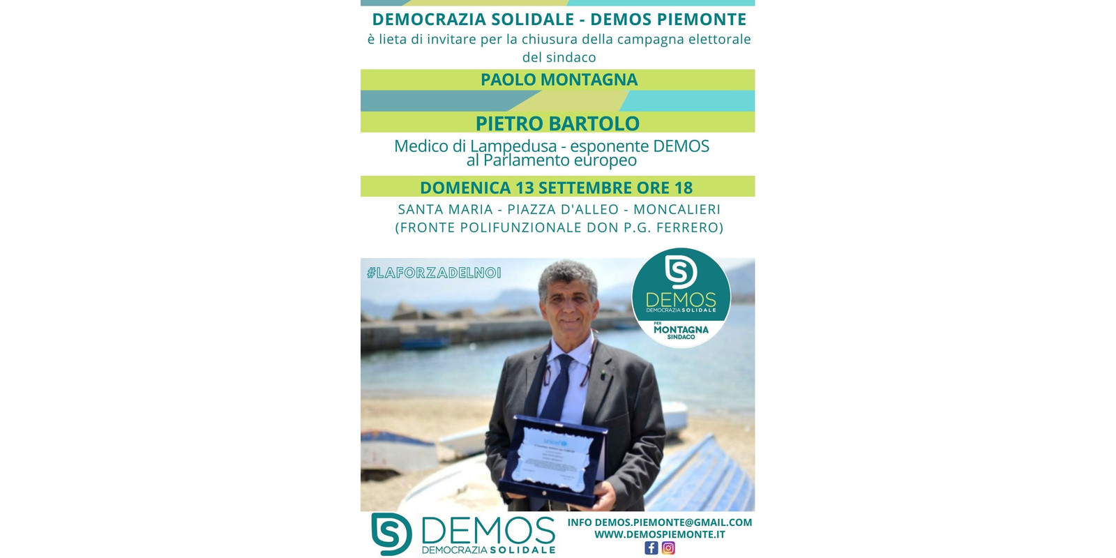 Pietro Bartolo a Moncalieri DemoS Democrazia Solidale